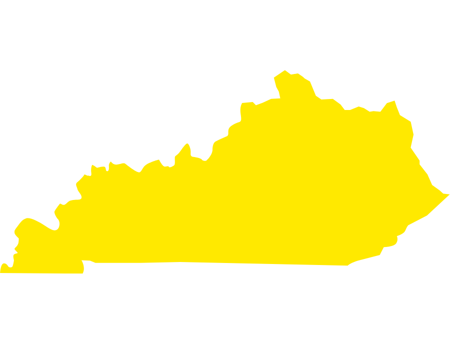 A simple, yellow shape of the map of the state of Kentucky.
